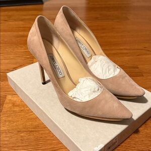 Jimmy Choo Beige nude Romy 100 Suede Heels